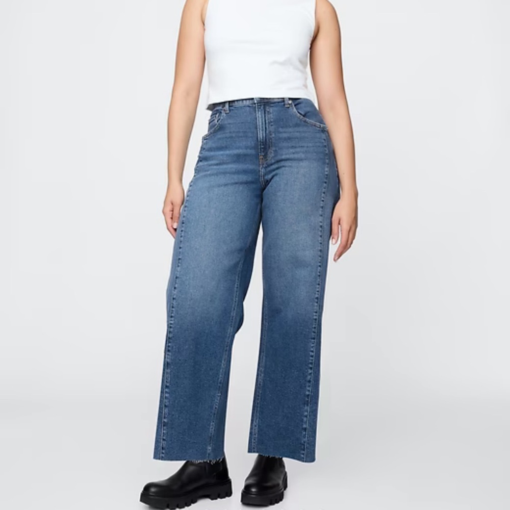 Women's Blue Jeans High Rise Stride Wide-Leg Ankle Jeans 12S